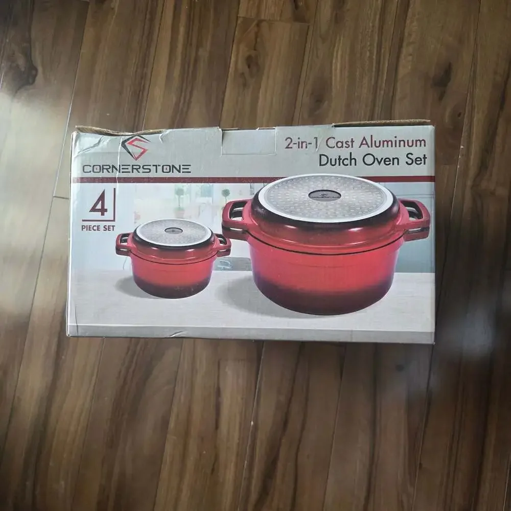 Cornerstone 4-Piece 2-in-1 Cast Aluminum Dutch Oven Set